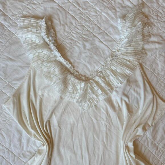 Brea canyon women’s xl Flowy boxy lace cami top cream dainty cottagecore rayon - Picture 2 of 8